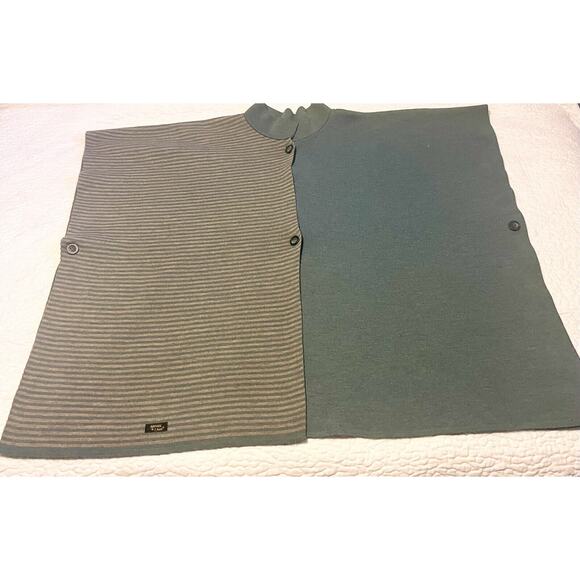 Nature & Laine Blue Wool Poncho Cardigan Made in France One Size - Picture 4 of 14